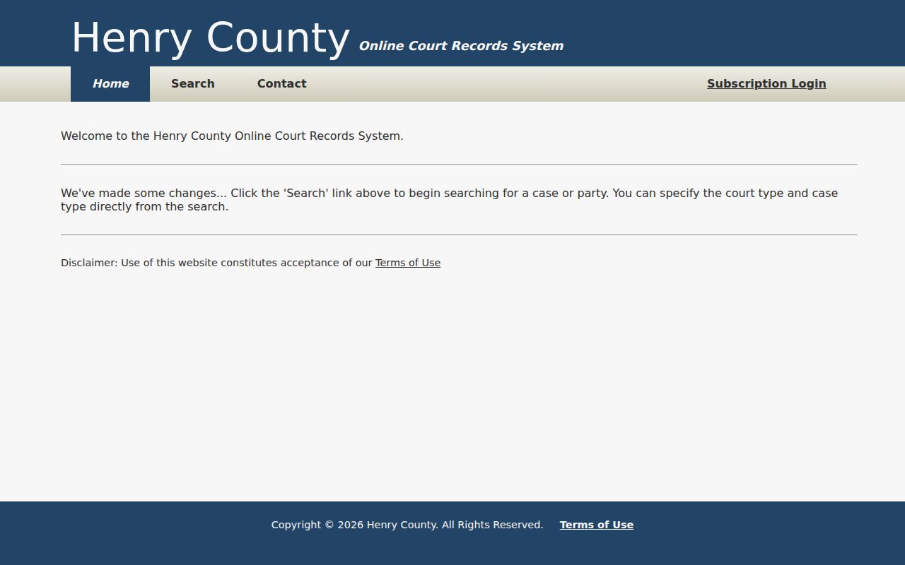 Henry County docket search portal home