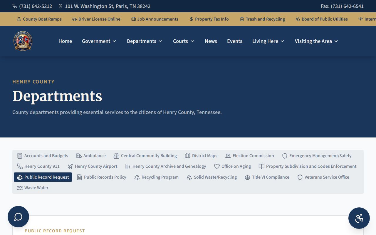 Henry County court case records public request page