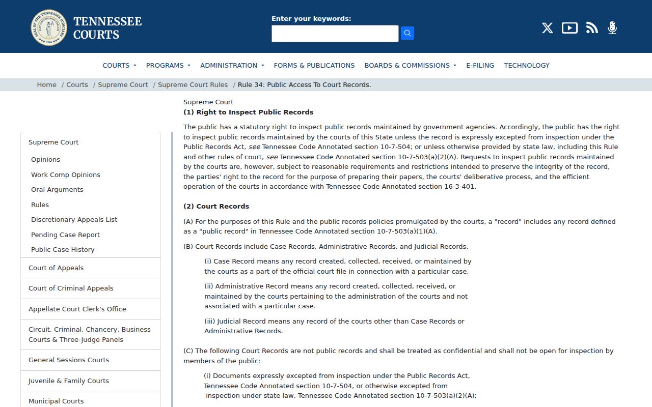 Henry County court records Rule 34 access guidance