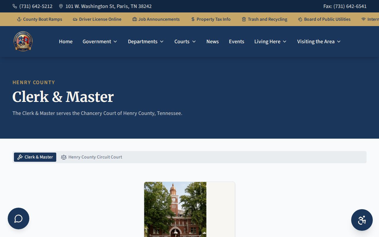 Henry County Chancery court docket Clerk and Master page