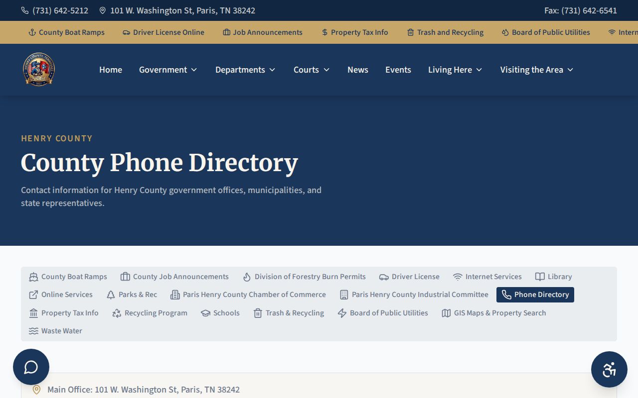 Henry County court docket official phone directory